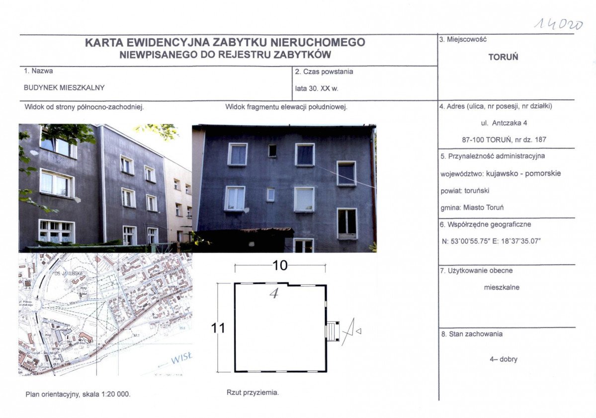 KEZN - Karta obiektu niewpisanego do rejestru, skan nr 1