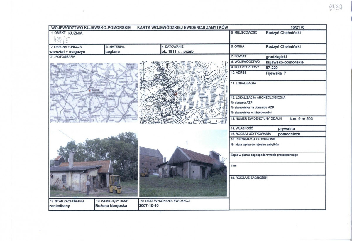 KEZN - Karta obiektu niewpisanego do rejestru, skan nr 1