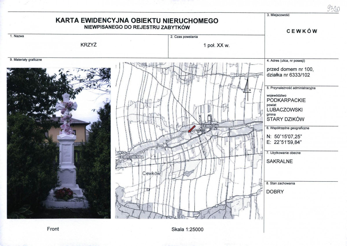 Karta obiektu niewpisanego do rejestru, skan nr 1