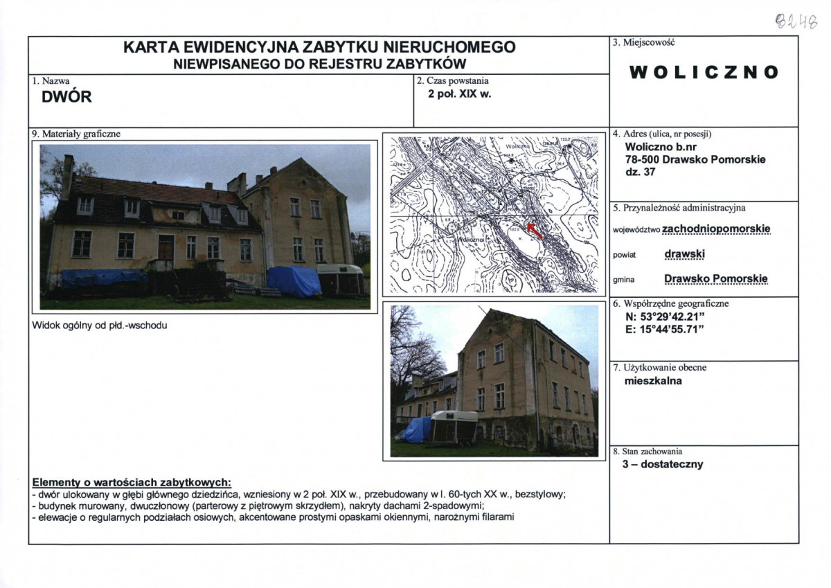 Karta obiektu niewpisanego do rejestru, skan nr 1