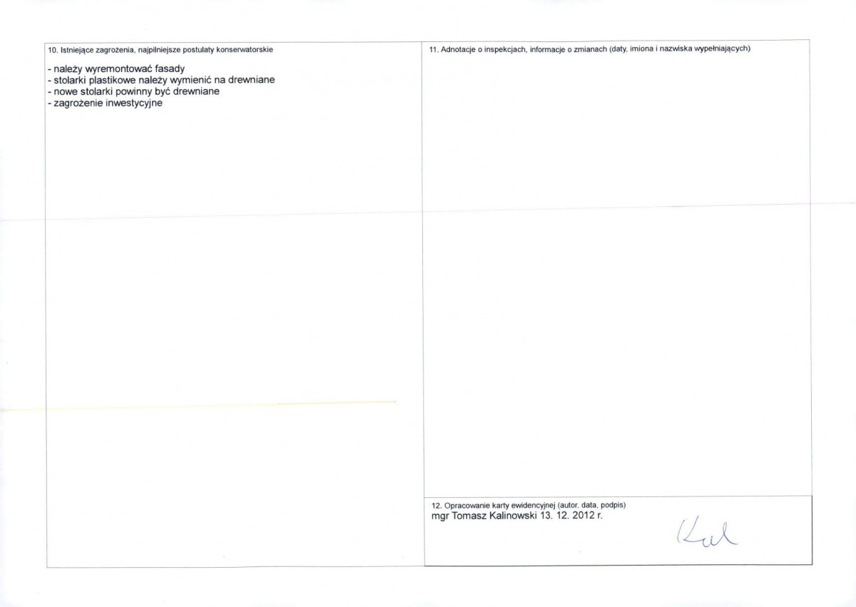 KEZN - Karta obiektu niewpisanego do rejestru, skan nr 2