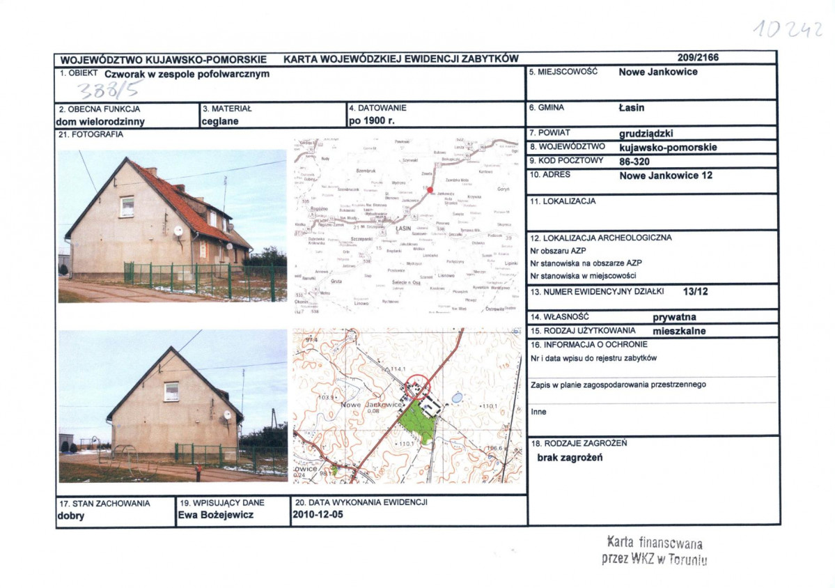 KEZN - Karta obiektu niewpisanego do rejestru, skan nr 1