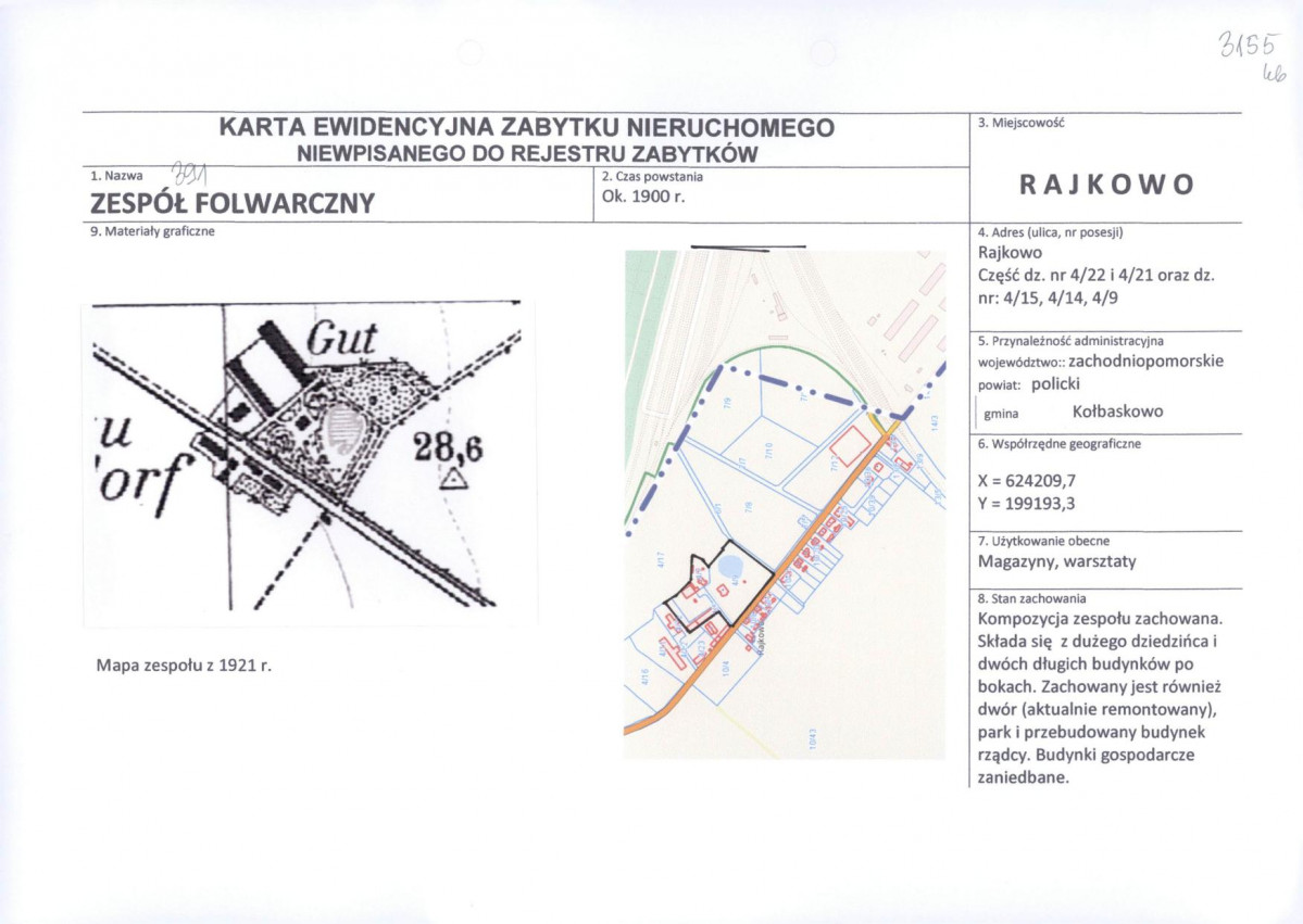 Karta obiektu niewpisanego do rejestru, skan nr 1