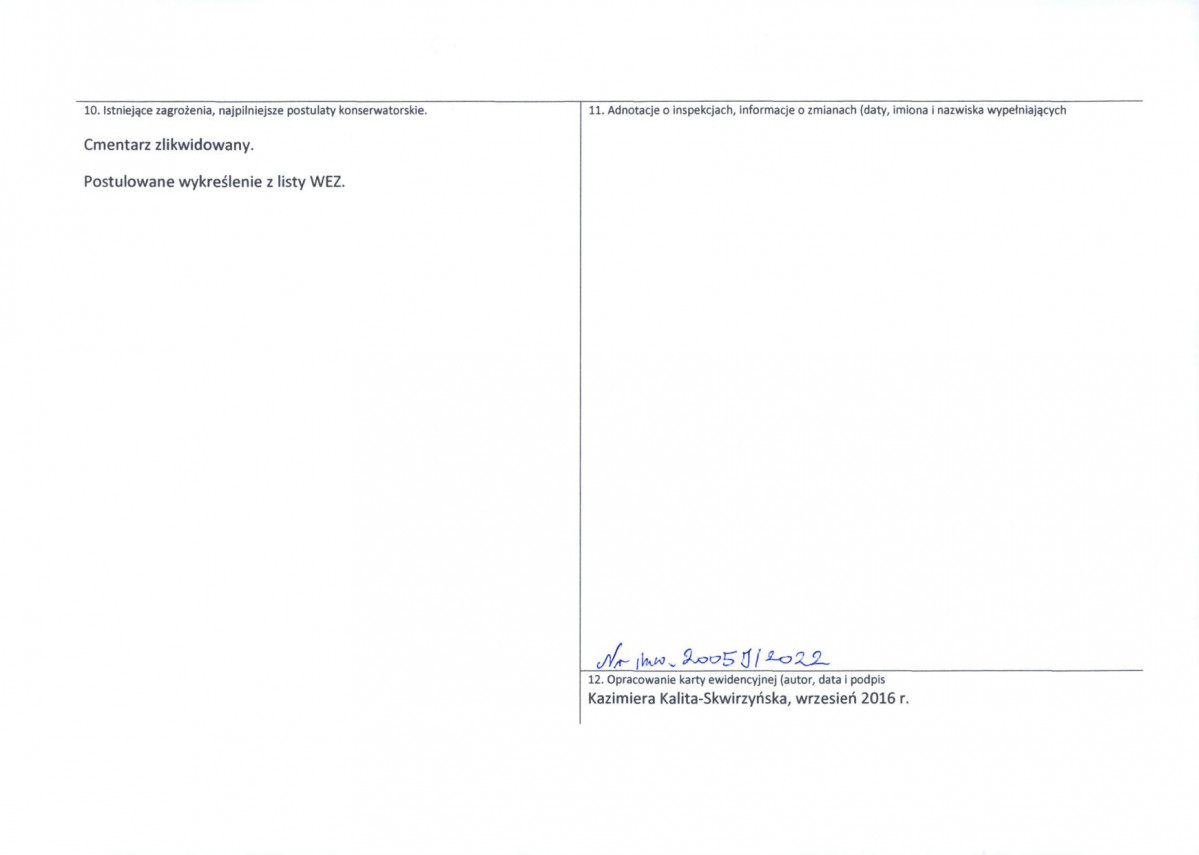 Karta obiektu niewpisanego do rejestru, skan nr 2