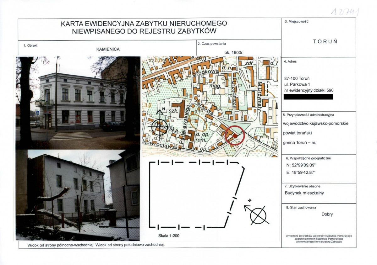 KEZN - Karta obiektu niewpisanego do rejestru, skan nr 1