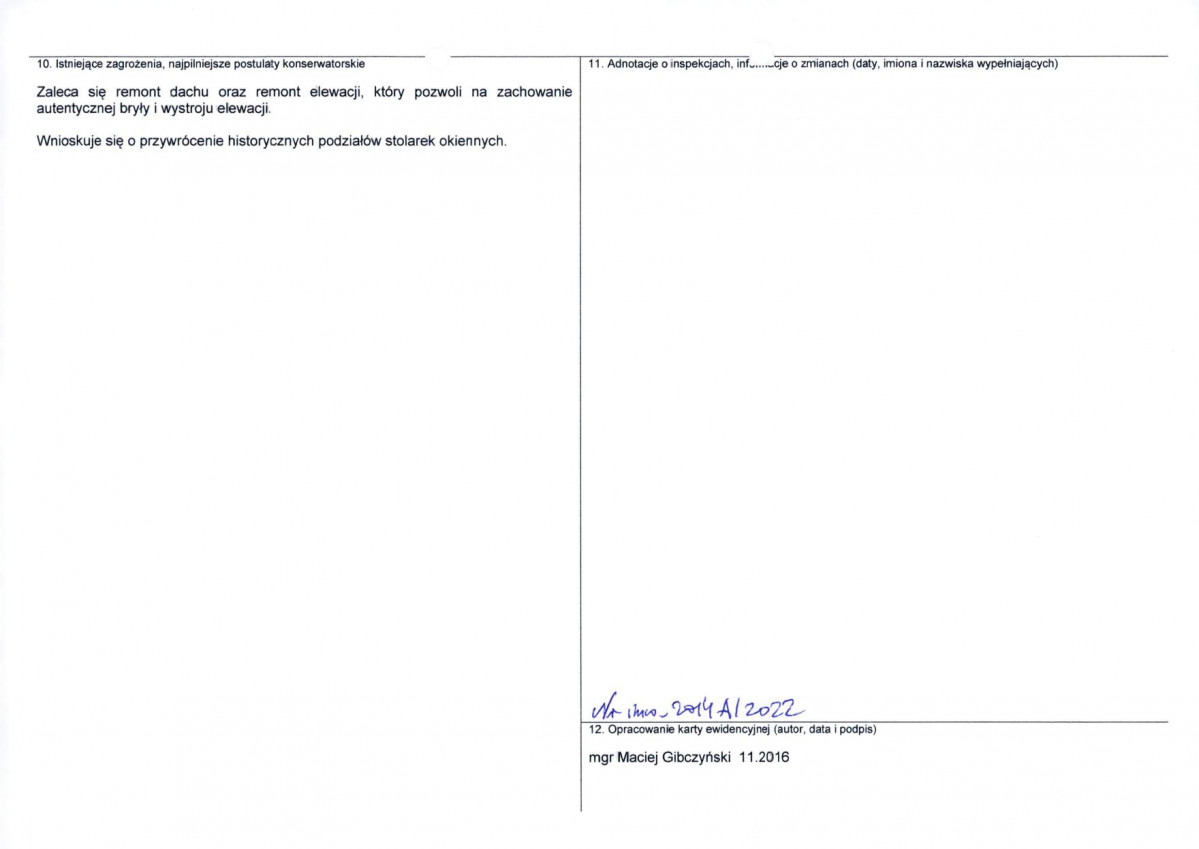 Karta obiektu niewpisanego do rejestru, skan nr 2