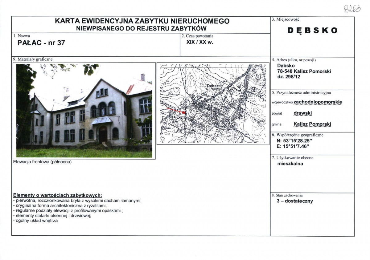 Karta obiektu niewpisanego do rejestru, skan nr 1