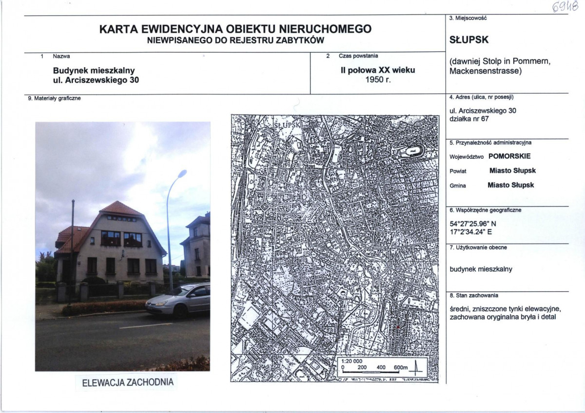 Karta obiektu niewpisanego do rejestru, skan nr 1