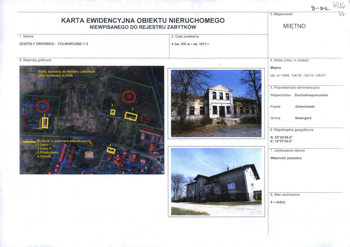 Karta obiektu niewpisanego do rejestru, skan nr 1