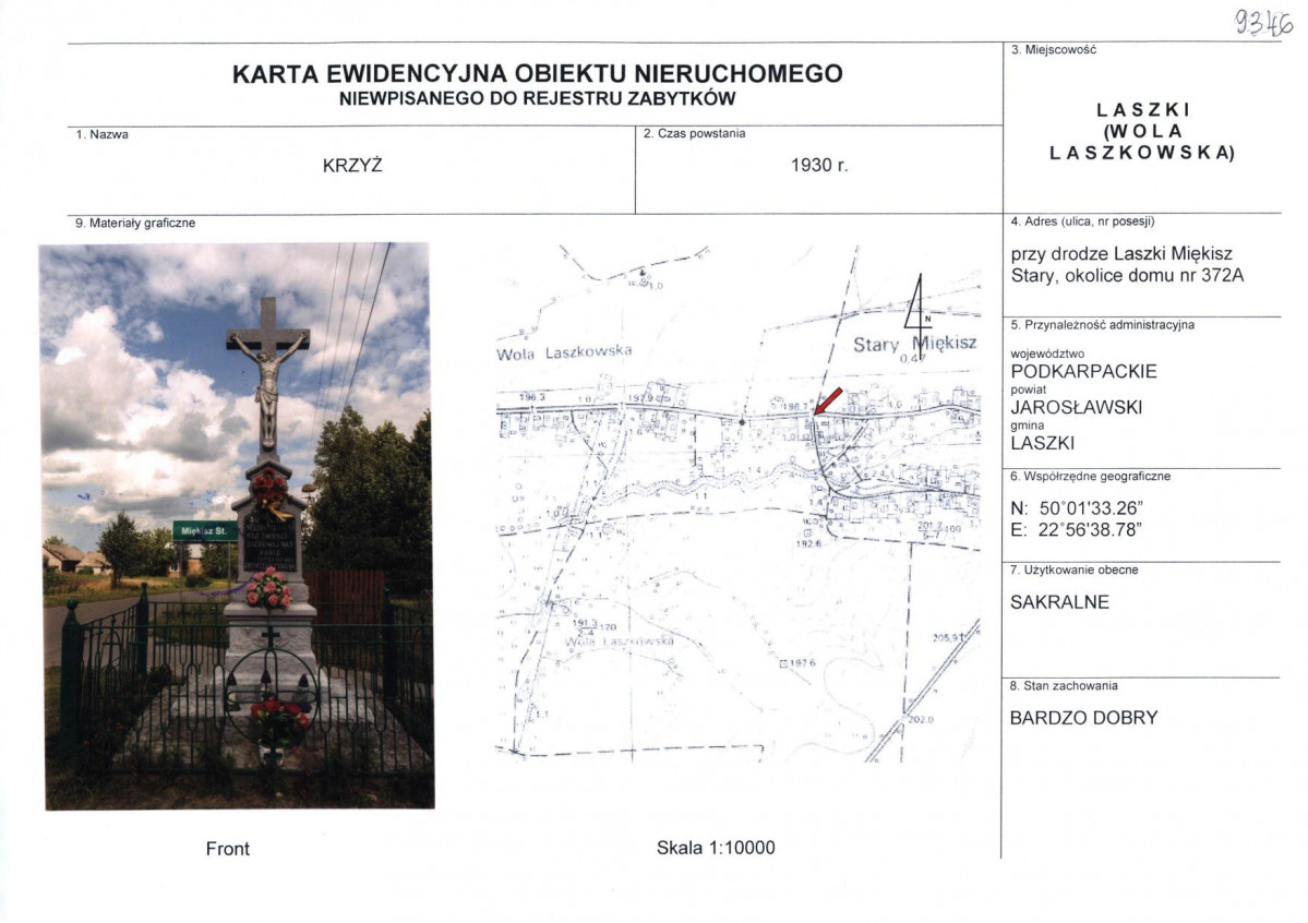 Karta obiektu niewpisanego do rejestru, skan nr 1