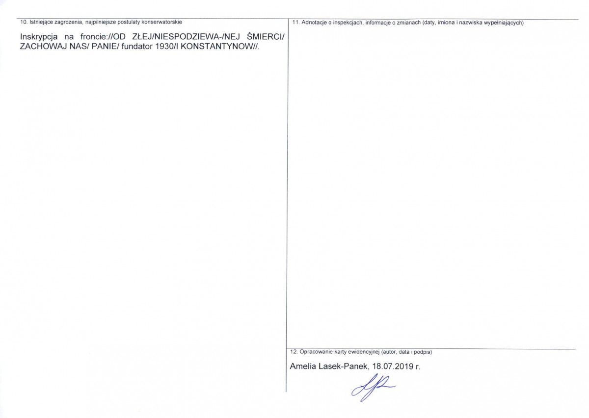Karta obiektu niewpisanego do rejestru, skan nr 2