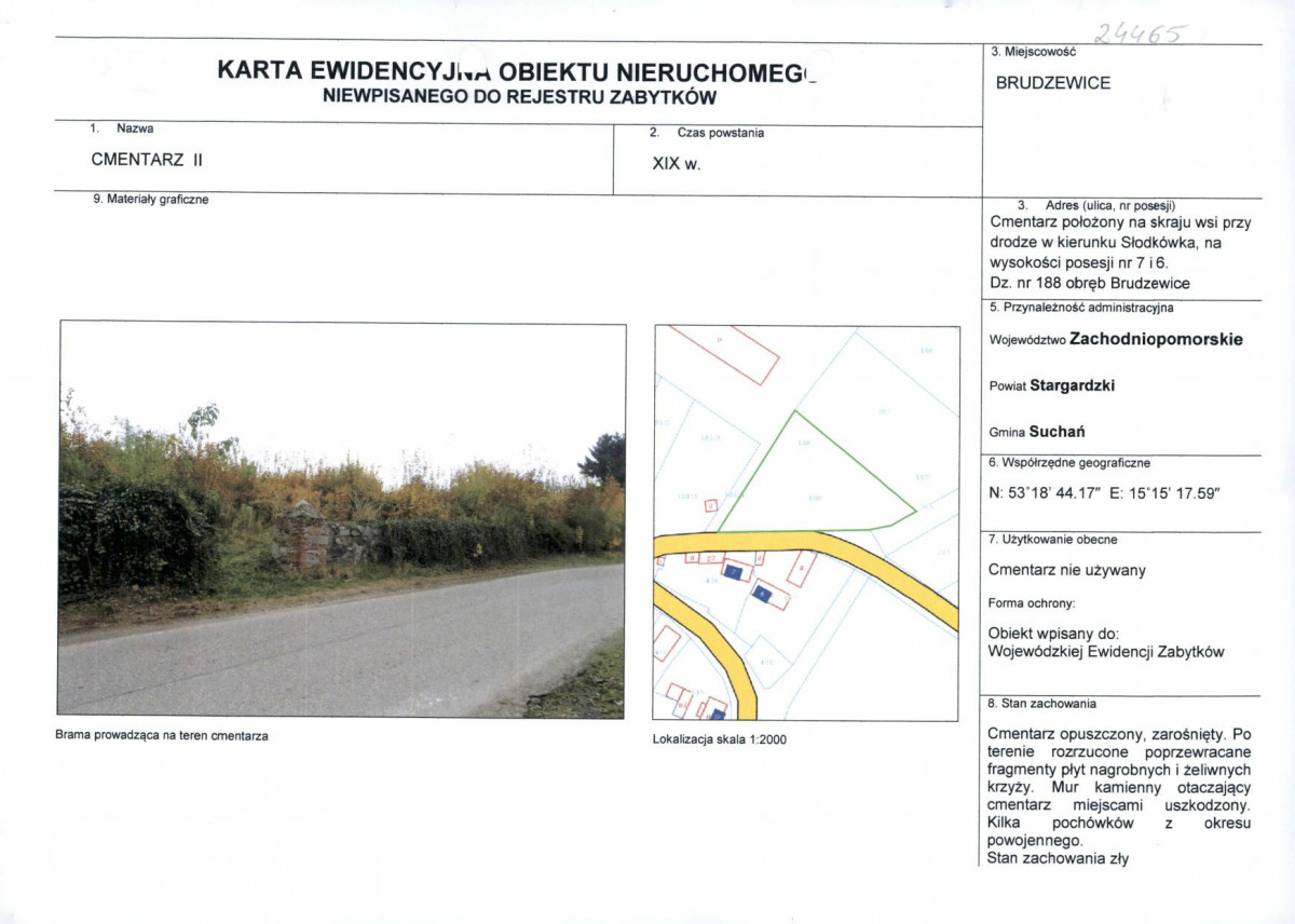 Karta obiektu niewpisanego do rejestru, skan nr 1