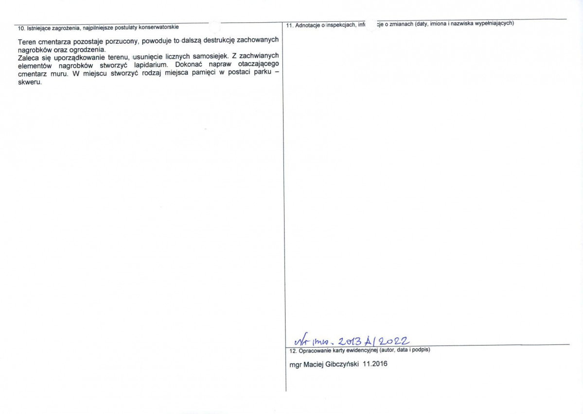 Karta obiektu niewpisanego do rejestru, skan nr 2