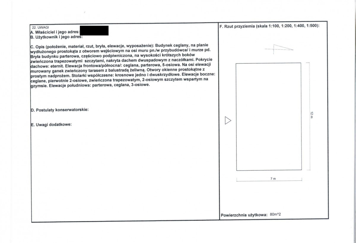 KEZN - Karta obiektu niewpisanego do rejestru, skan nr 2
