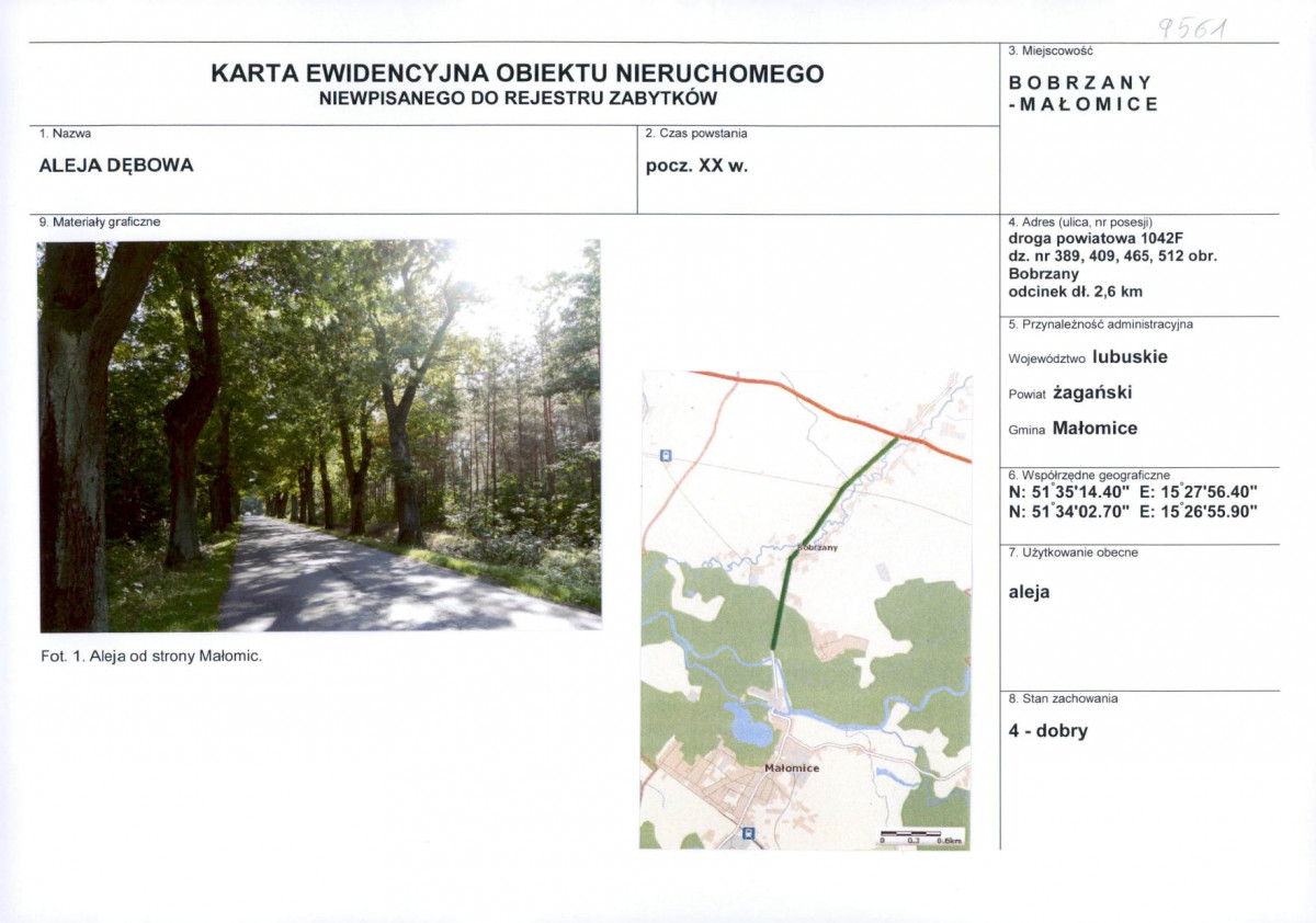 Karta obiektu niewpisanego do rejestru, skan nr 1