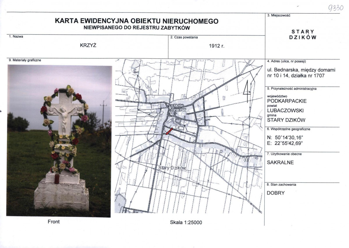 Karta obiektu niewpisanego do rejestru, skan nr 1