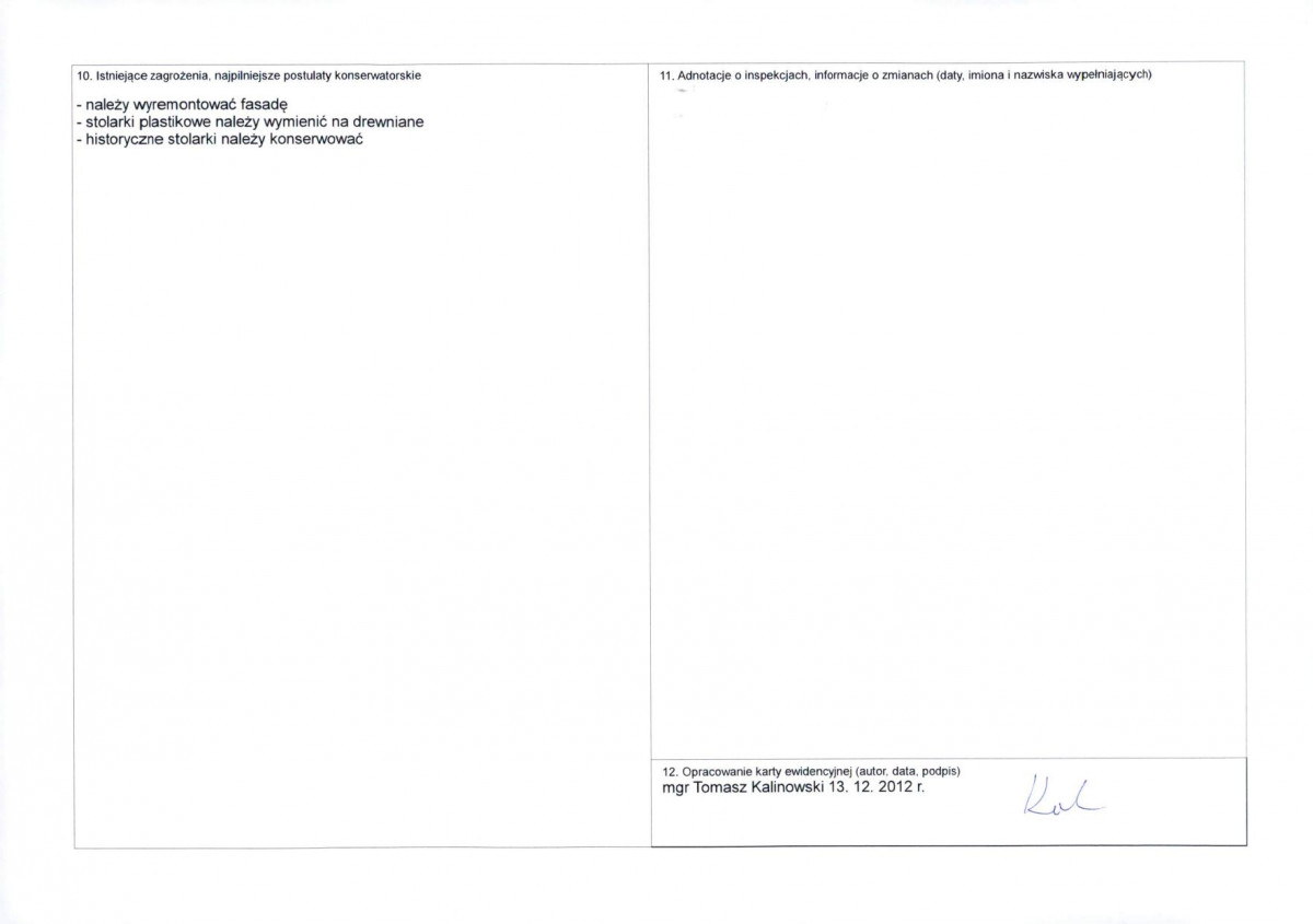 KEZN - Karta obiektu niewpisanego do rejestru, skan nr 2