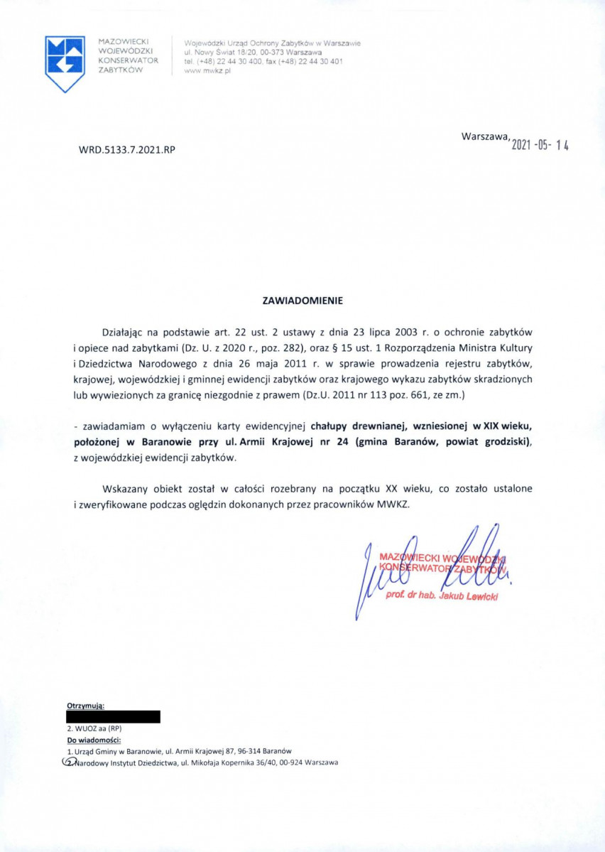 wyl - Wyłączenie z ewidencji, skan nr 1