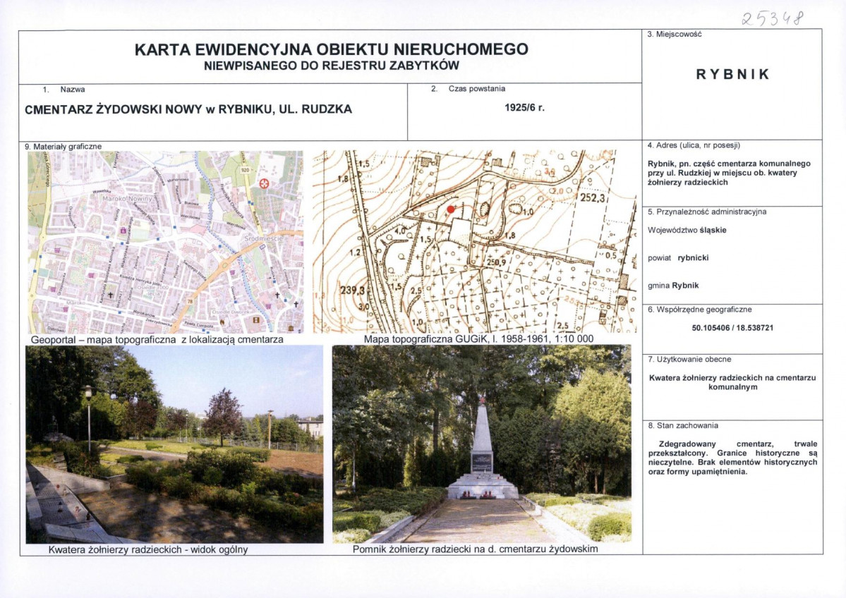 Karta obiektu niewpisanego do rejestru, skan nr 1