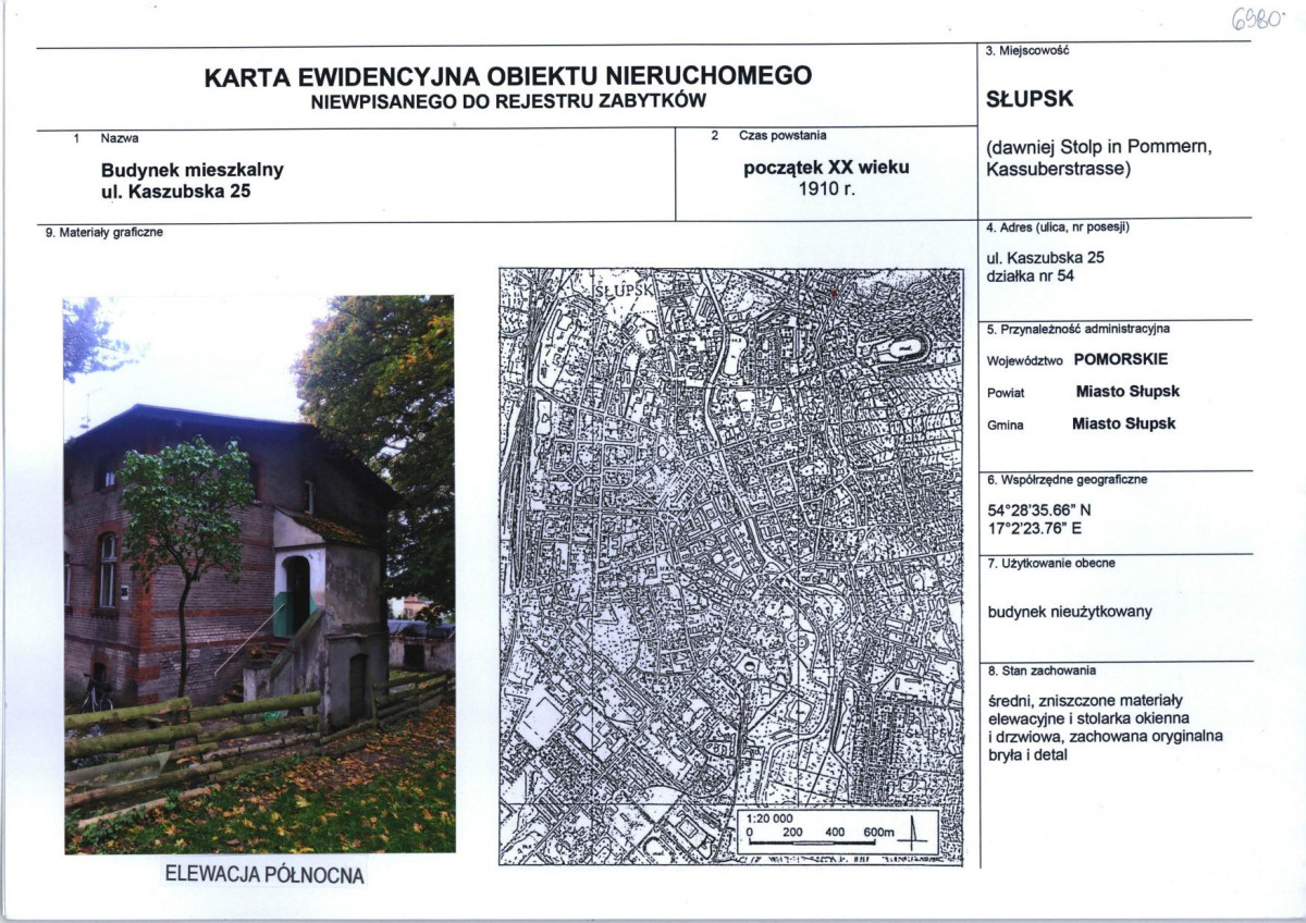 Karta obiektu niewpisanego do rejestru, skan nr 1