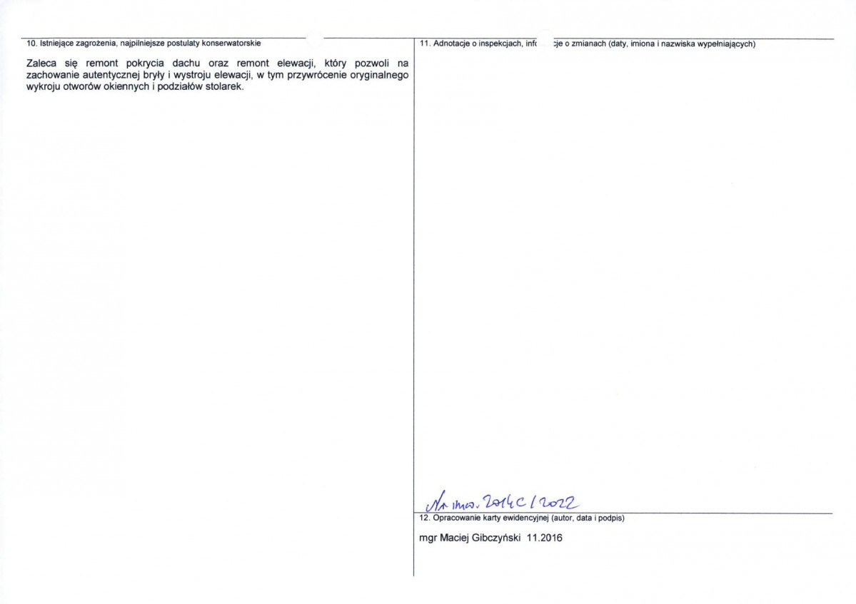 Karta obiektu niewpisanego do rejestru, skan nr 2
