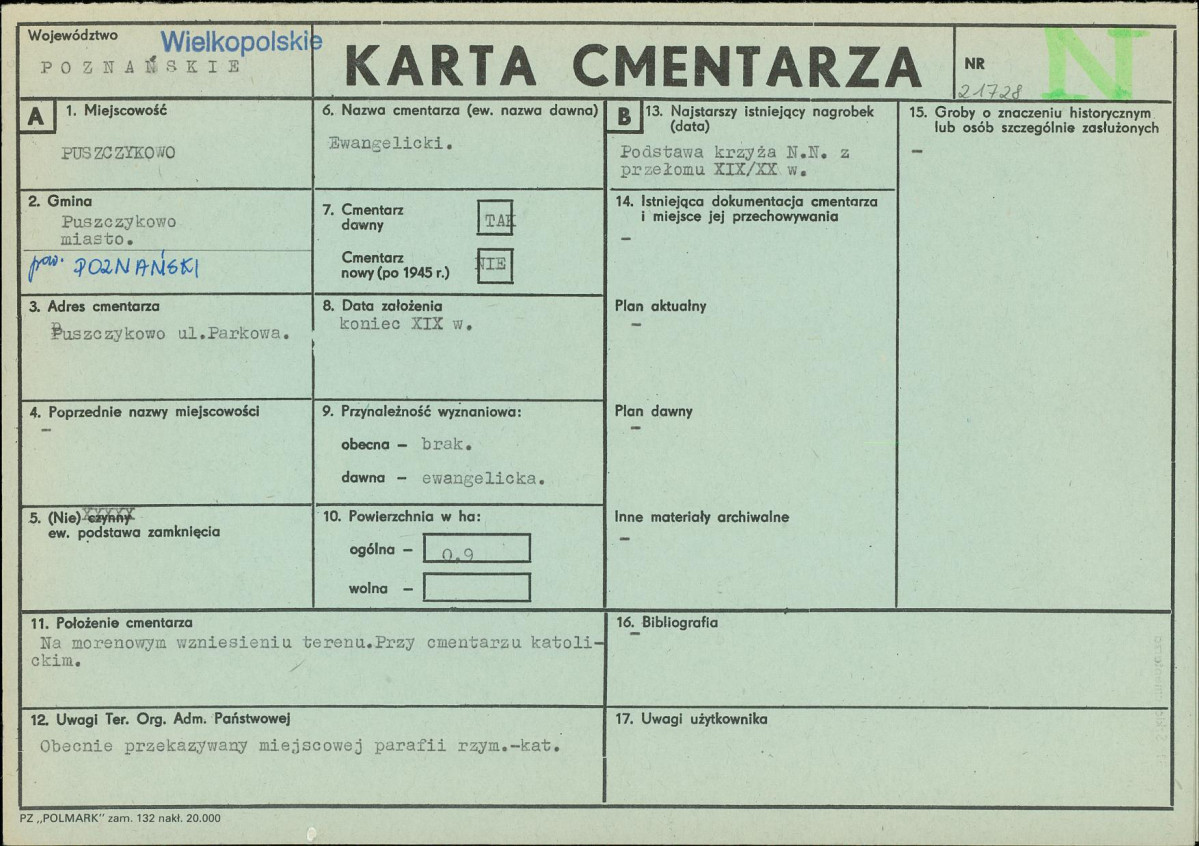 KC - Karta cmentarza, skan nr 1