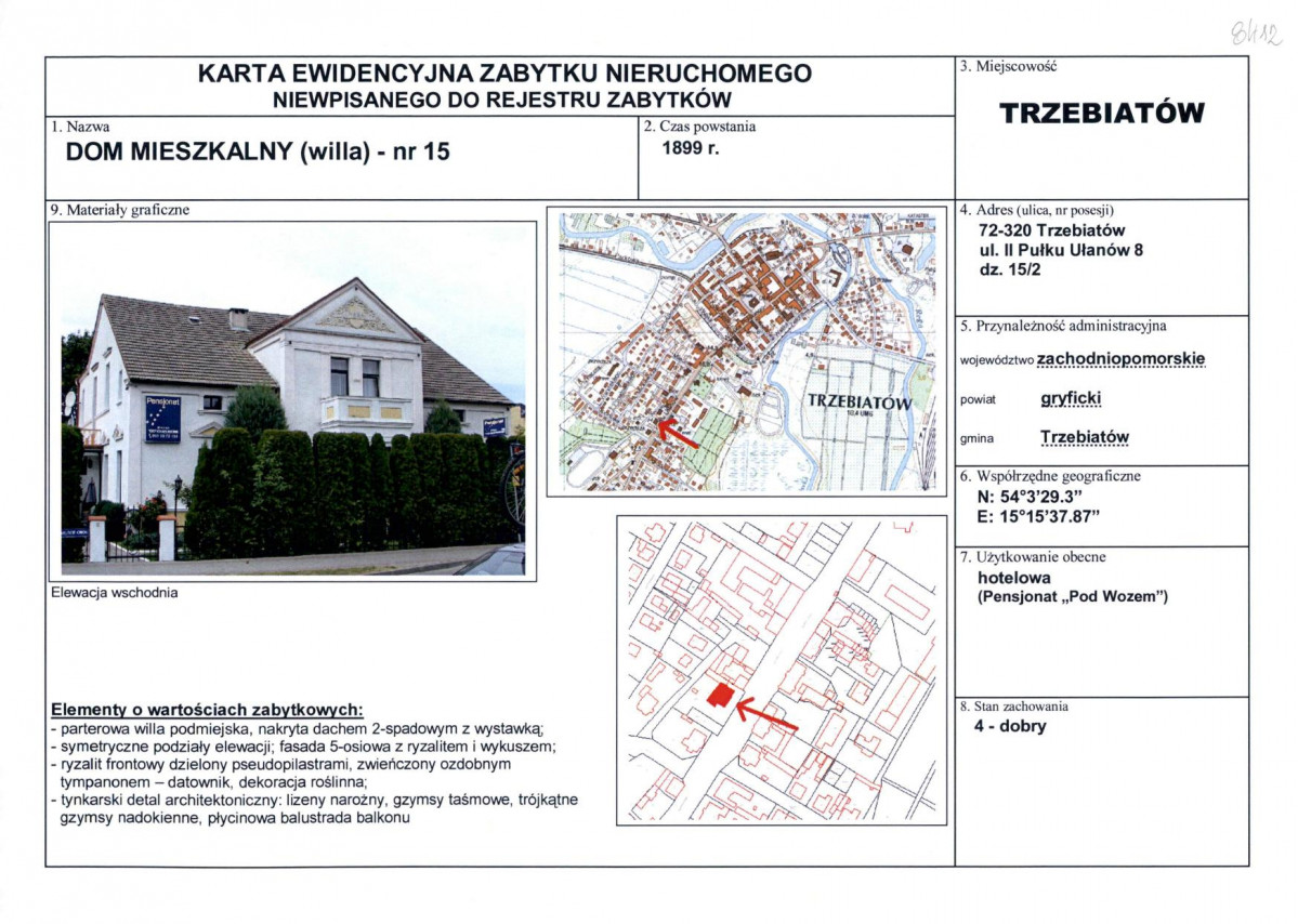 Karta obiektu niewpisanego do rejestru, skan nr 1