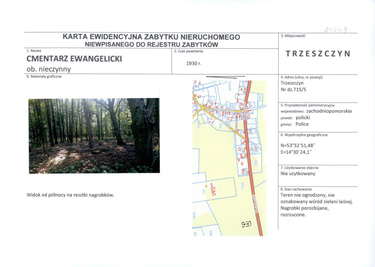 Karta obiektu niewpisanego do rejestru, skan nr 1