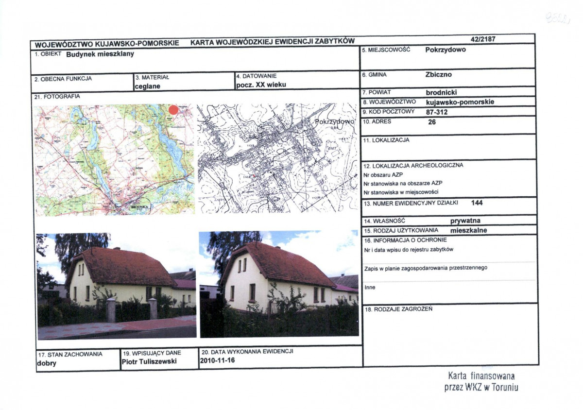 KEZN - Karta obiektu niewpisanego do rejestru, skan nr 1