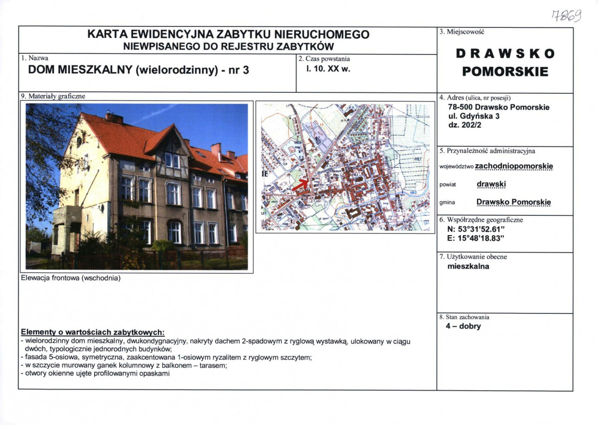 Karta obiektu niewpisanego do rejestru, skan nr 1
