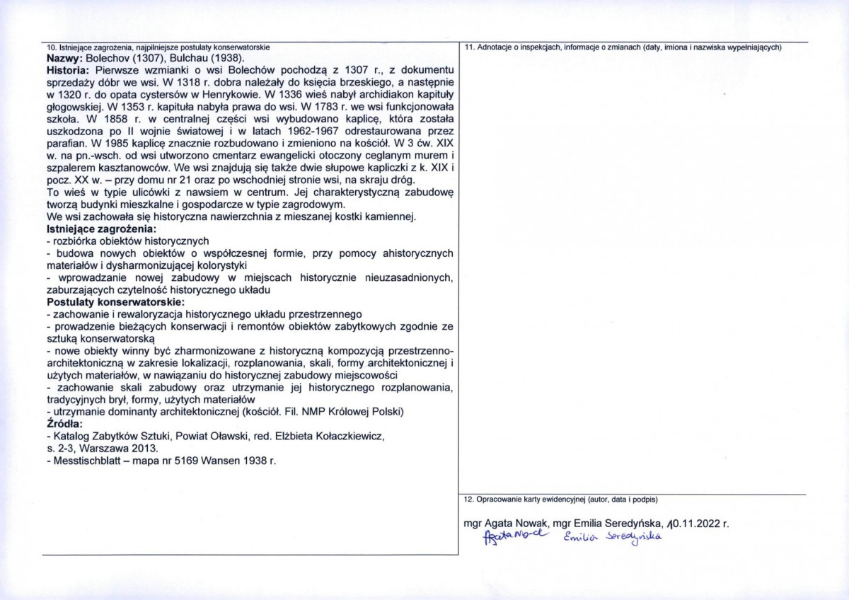 Karta obiektu niewpisanego do rejestru, skan nr 2