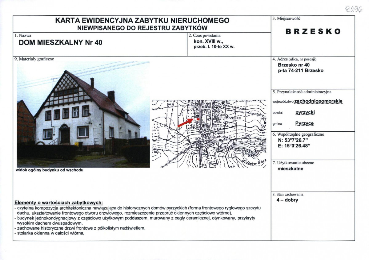 Karta obiektu niewpisanego do rejestru, skan nr 1