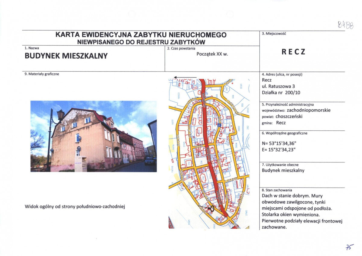 Karta obiektu niewpisanego do rejestru, skan nr 1