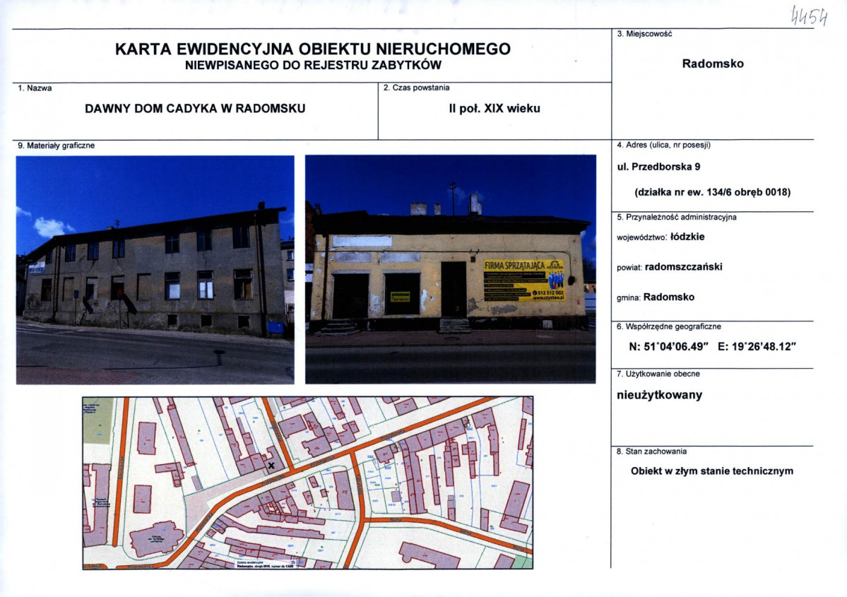 Karta obiektu niewpisanego do rejestru, skan nr 1