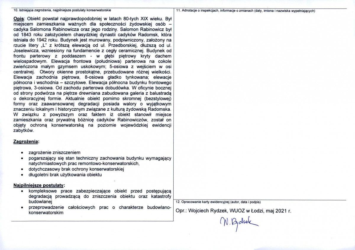 Karta obiektu niewpisanego do rejestru, skan nr 2