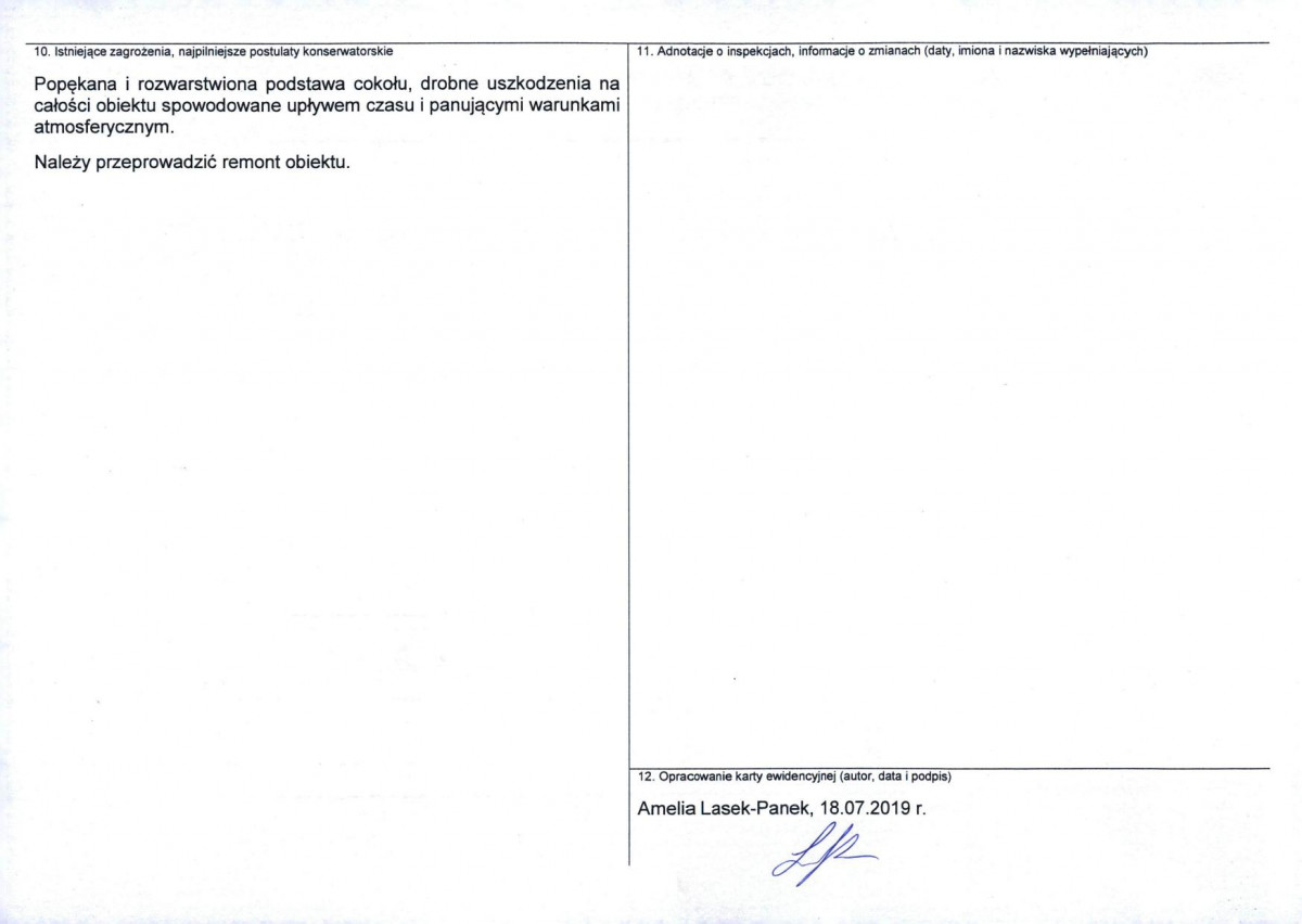 Karta obiektu niewpisanego do rejestru, skan nr 2