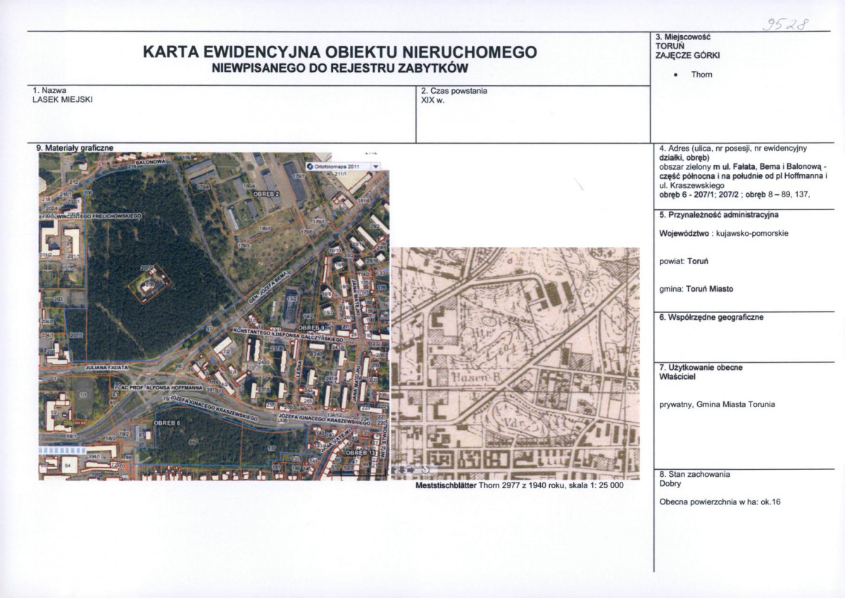 Karta obiektu niewpisanego do rejestru, skan nr 1