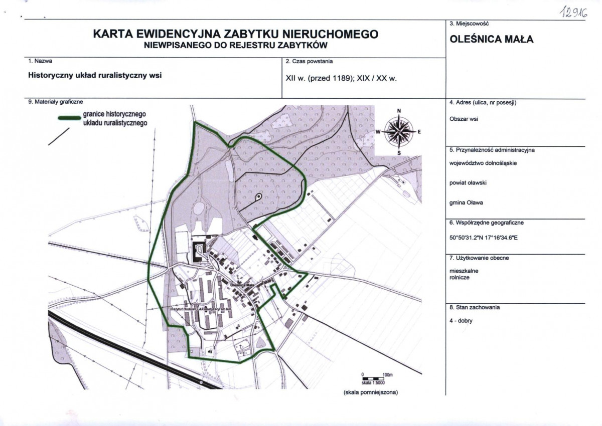 Karta obiektu niewpisanego do rejestru, skan nr 1
