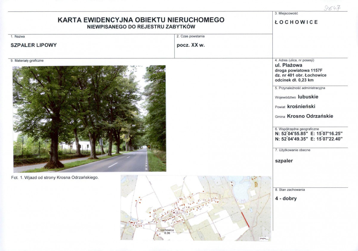 Karta obiektu niewpisanego do rejestru, skan nr 1