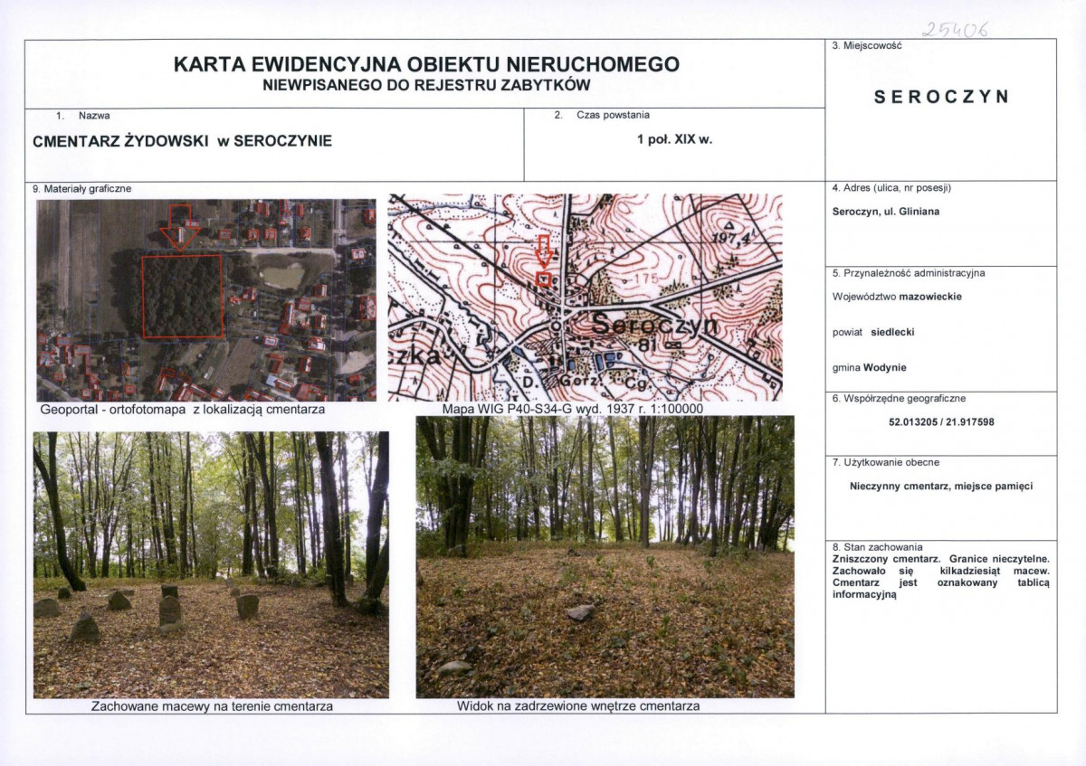 Karta obiektu niewpisanego do rejestru, skan nr 1