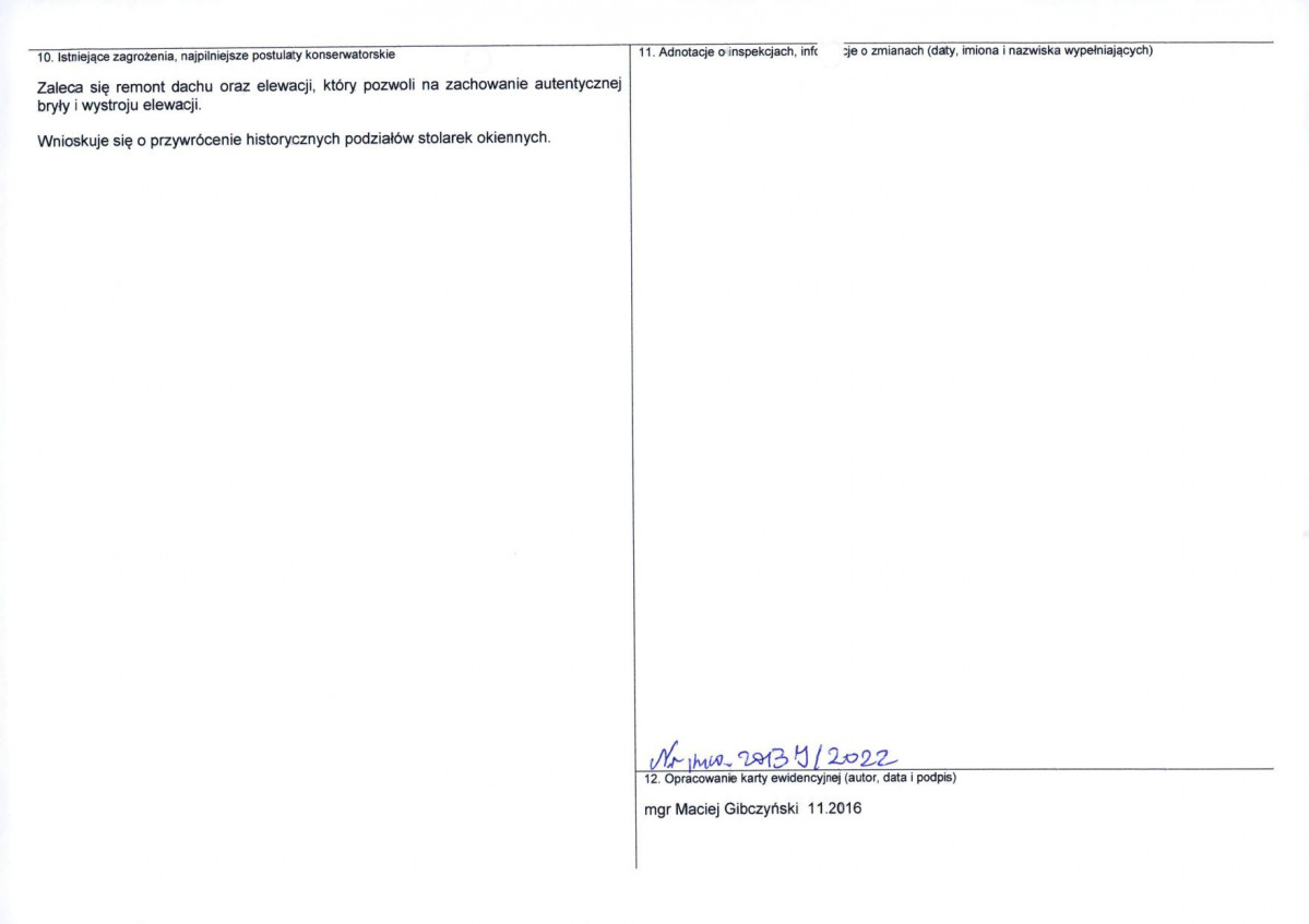 Karta obiektu niewpisanego do rejestru, skan nr 2