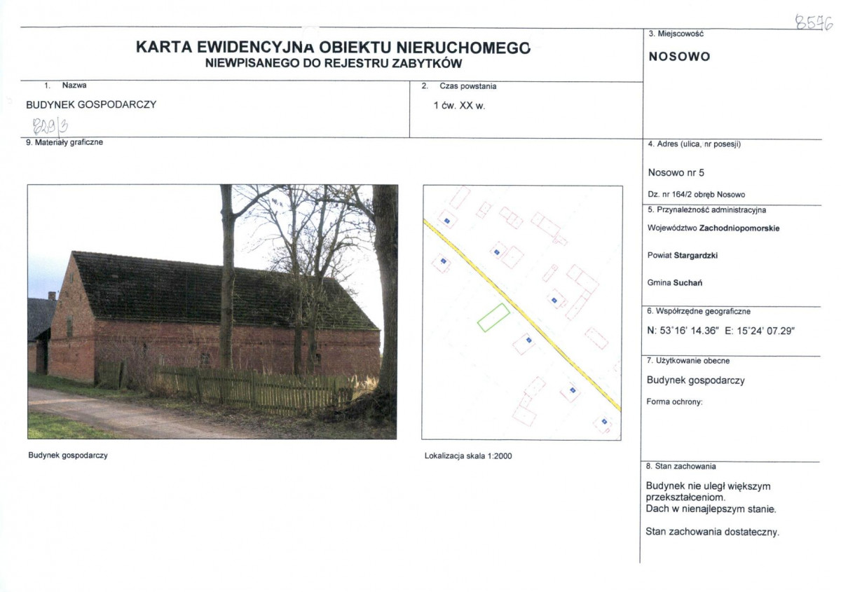 Karta obiektu niewpisanego do rejestru, skan nr 1