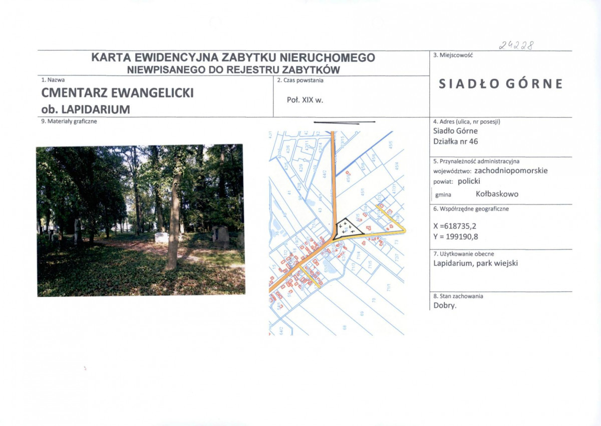 Karta obiektu niewpisanego do rejestru, skan nr 1