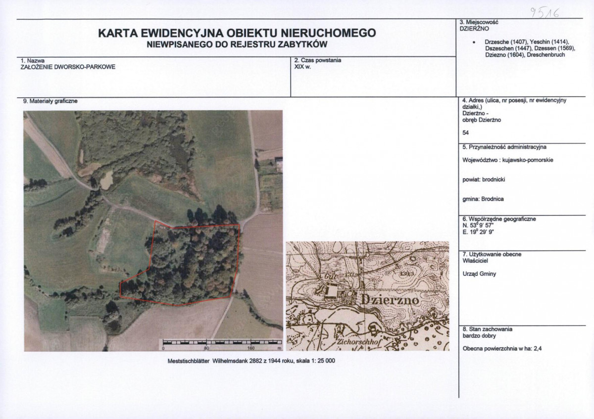 Karta obiektu niewpisanego do rejestru, skan nr 1