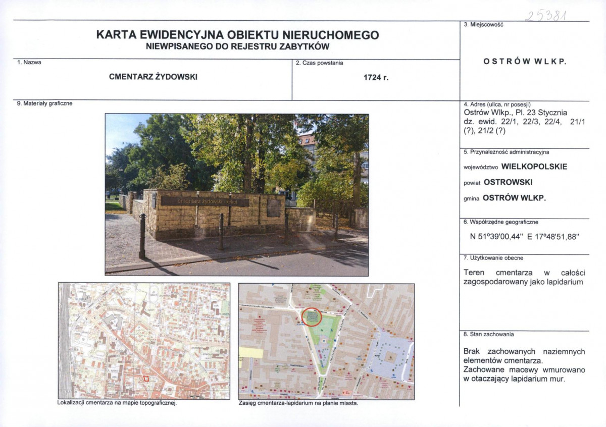 Karta obiektu niewpisanego do rejestru, skan nr 1