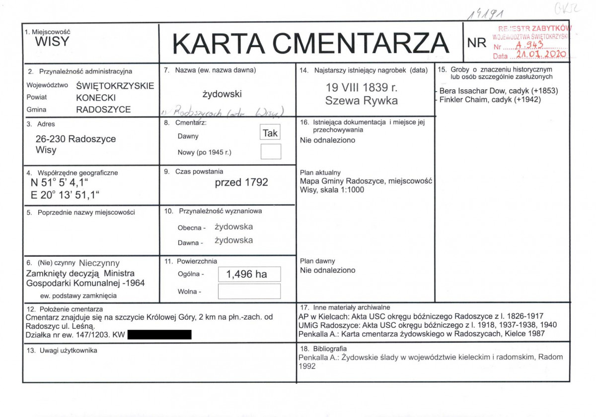 KC - Karta cmentarza, skan nr 1
