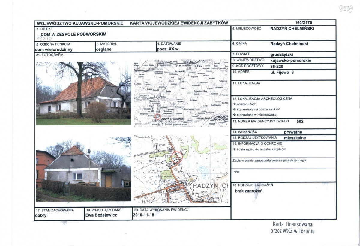 KEZN - Karta obiektu niewpisanego do rejestru, skan nr 1