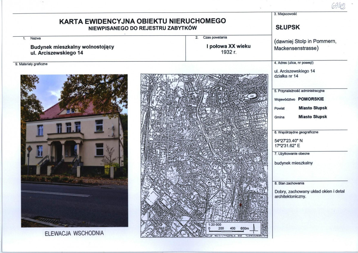 Karta obiektu niewpisanego do rejestru, skan nr 1