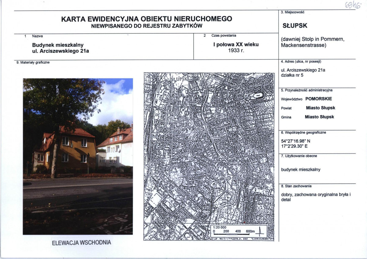 Karta obiektu niewpisanego do rejestru, skan nr 1
