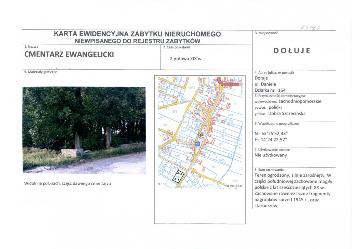 Karta obiektu niewpisanego do rejestru, skan nr 1